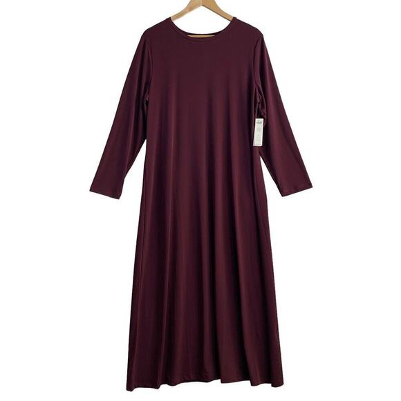 Chicos Stretch Knit Column Maxi Dress Womens Size 3 (XL 16/18) Chianti NWT $119